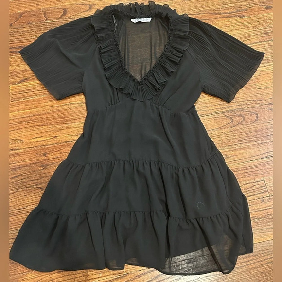 Zara Sheer Ruffle Flouncy Mini Dress - Picture 1 of 8